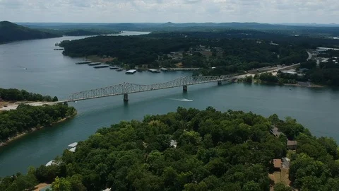 Zoom out Bridge over Lake Video stock 102477654