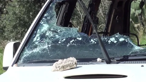 Zoom out broken front window of a blasted car 2 Video stock 47410141