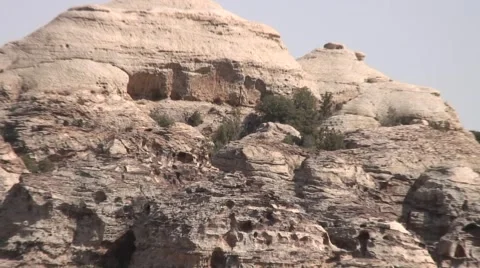 Zoom out cave in sandstone mountain Stock Footage 4264249