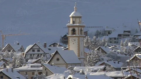 Zoom Out Celerina Winter  Stock Footage 508056