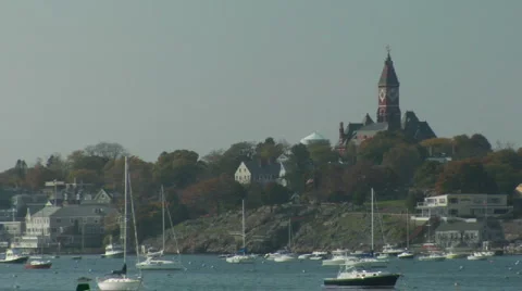 Zoom Out From Clock Tower To Harbor Video stock 888580