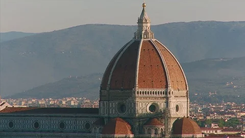 Zoom out from close up of dome to reveal Roof top view of the Florence Duomo, 스톡 동영상 74795124
