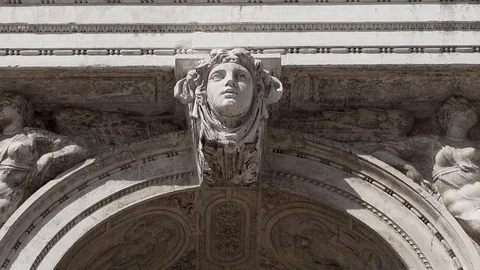 Zoom out Close up of the Renaissance architecture of The Biblioteca Nazionale Stock Footage 83358703