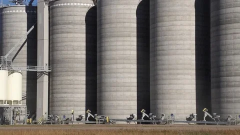 Zoom out of Concrete Grain Elevator Stock Footage 73024389