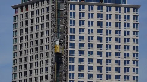 Zoom  out from Construction Elevator 5Ptz in LIC under construction 動画素材 114083906