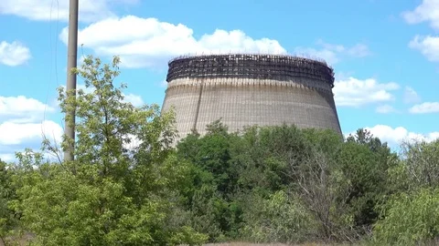 Zoom out cooling block of the fifth nuclear reactor Stock Footage 78234064