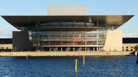 Zoom Out - Copenhagen Opera Theater - Copenhagen Denmark Stock Footage