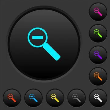Zoom out dark push buttons with color icons Stock Illustration