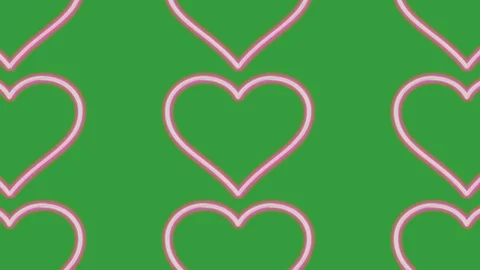 Zoom out effect showing infinite number of blinking red hearts on green Stock Footage 125991657