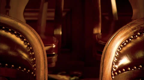 Zoom out from empty Jury Box, Buffalo courtroom HD Video Stock Footage 24614385