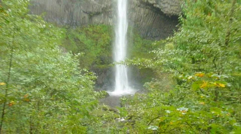 Zoom Out on Forest Waterfall Stock Footage 874675