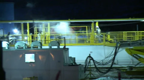 Zoom out from fracking operation Stock Footage 47939038