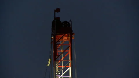Zoom out on fracking operation site Stock Footage 47939567