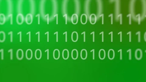 Zoom out of green digital binary landscape Stock Footage 113995697