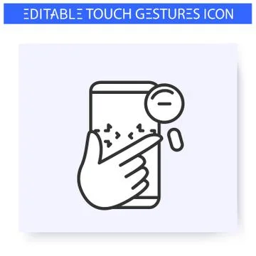 Zoom out horizontal hand gesture line icon Stock Illustration