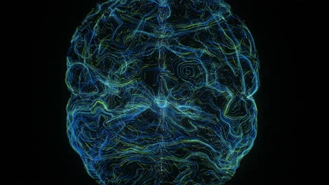 Zoom out human brain neural networking particles grid big data flow generated Stock Footage 194643259
