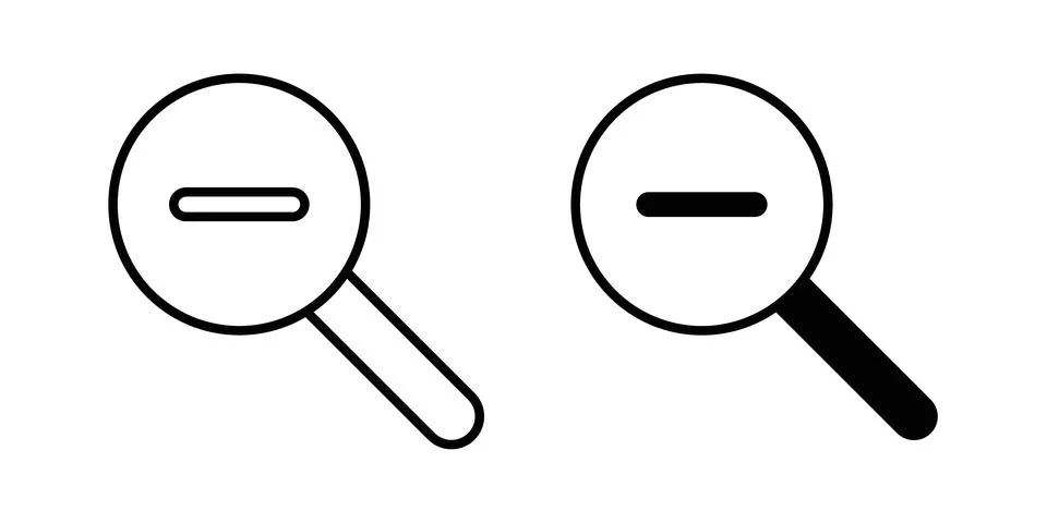 Zoom out icon thin line and clipart style vector set Stock Illustration