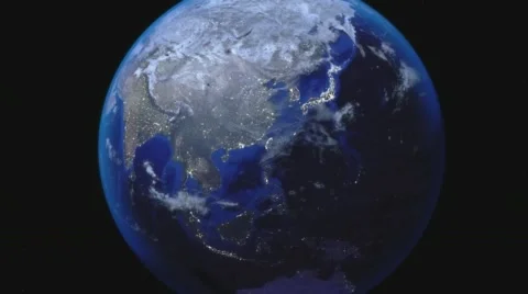 Zoom out of Japan through clouds to see the Earth from space. Stock Footage