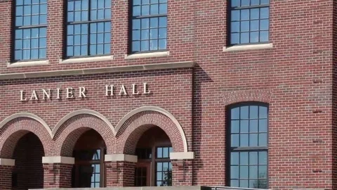 Zoom Out of Lanier Hall with Blue Sky Stock Footage 69224385