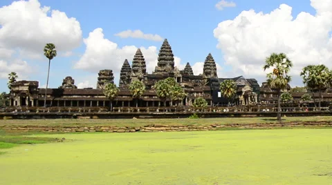 Zoom Out of Main Temple Complex - Angkor Wat Temple Cambodia Stock Footage 42267700