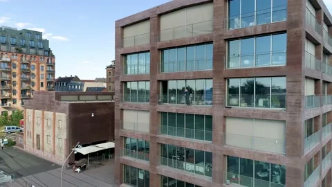 Zoom out of mannheim c-hub onto jungbusch panorama Stock-Footage 144820771