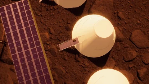 Zoom Out From Mars Colony Stock-Footage 91672225