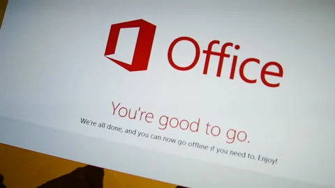 Zoom-out from Microsoft Office final display with you're good to go Stock Footage 209303201