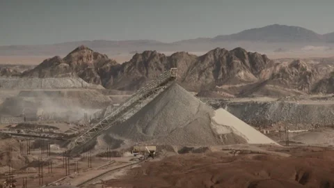 Zoom out of a mound of ore on an opencast mine Stock Footage 312400468