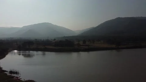 Zoom out Mountain view drone shot in Khao Yai, Thailand Stockbeeldmateriaal 148846815