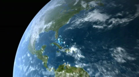 Zoom-out From North America to CG Earth Stock Footage