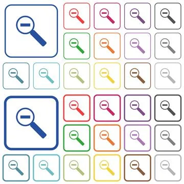 Zoom out outlined flat color icons Ilustração Stock