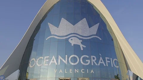 Zoom Out of the Outside of the OceanoGrafic Center - Valencia Spain Stock Footage 73255066