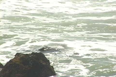 ZOOM OUT PACIFIC WAVES Stock Footage 125189