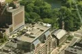 Zoom out from park to high view of Boston Footage