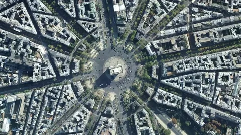 Zoom out from place Charles de Gaulle to space Stock Footage