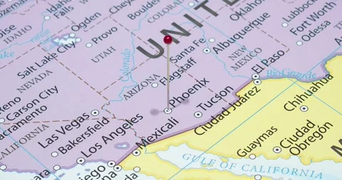 A zoom out of a red pin into Phoenix city of The United States of America Video stock 323774356