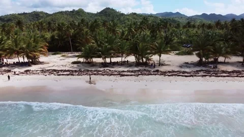 Zoom out Rincon Beach Stock Footage 153808497