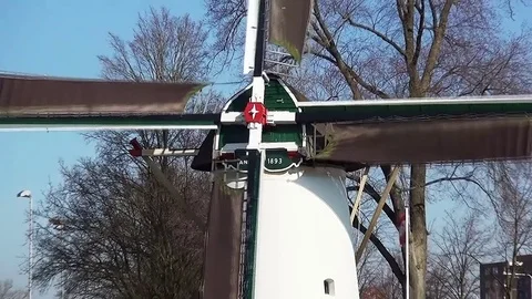 Zoom Out of Roomburger windmill Stock Footage 85396019