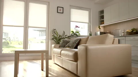 Zoom-Out Shot Of a Open Plan Living Room Stock Footage 140257284