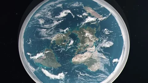 Zoom Out to Show the Flat Earth Conspiracy Theory Model Reveal Stock Footage 277003351