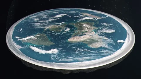 Zoom Out to Show the Flat Earth Conspiracy Theory Model Establishing Shot Stock Footage 277003528