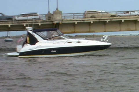 Zoom Out of St. Augustine Boat Leaving Stock Footage 147314