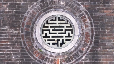 Zoom Out - Temple Window Inside the Imperial Palace - Hue Vietnam Stock Footage 87212404