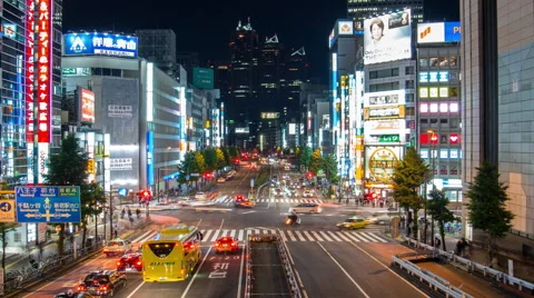 Zoom out time lapse of busy street near Shinjuku Station Stock Footage 49604745