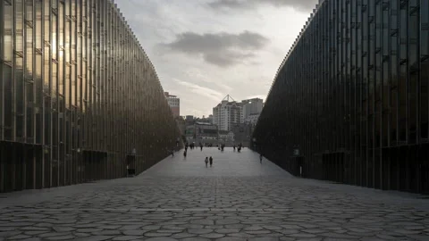 Zoom out time lapse of people walking in Ehwa wo Stock Footage 228978735