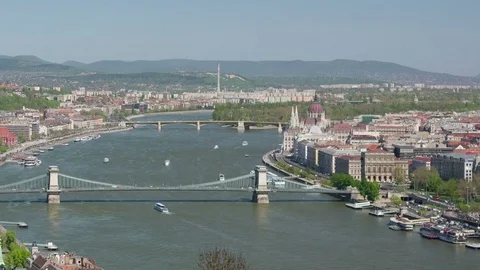 Zoom out timelapse of Budapest and Danube river Stock Footage 74610845