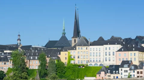Zoom out timelapse of Luxembourg city Stock Footage 59722563