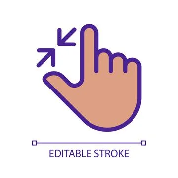 Zoom out touch gesture pixel perfect RGB color icon Stock Illustration