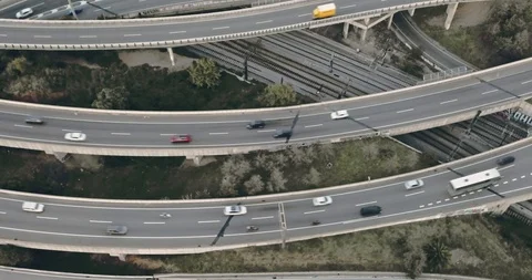 Zoom Out of Traffic Circulation, Aerial, 4k Stock Footage 115531153