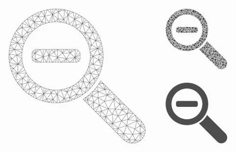 Zoom Out Vector Mesh 2D Model and Triangle Mosaic Icon Ilustração Stock